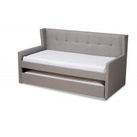 Baxton Studio CF9018-Grey-Daybed Giorgia Modern and Contemporary Grey Fabric Upholstered Twin Size Daybed with Trundle